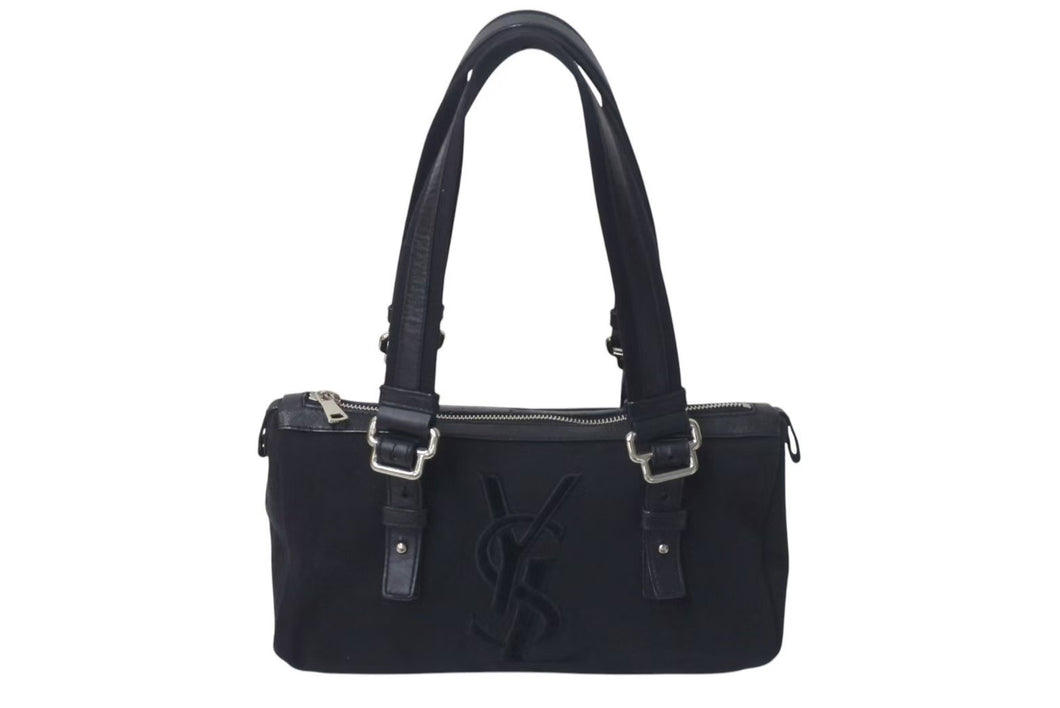 YVES SAINT LAURENT イヴサンローラン カハラ ロゴ ハンドバッグ ショルダーバッグ ブラック シルバー金具 美品 中古 4c075646