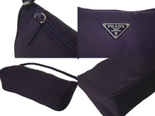 画像をギャラリービューアに読み込む, PRADA プラダ ワンショルダーバッグ ミニポーチ トライアングルロゴ WS12182 ナイロン パープル シルバー金具 美品 中古 4c075648
