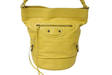 画像をギャラリービューアに読み込む, 極美品 BALENCIAGA バレンシアガ ザ デイ ワンショルダーバッグ カーフスキン イエロー ブラックメタル金具 中古 4c075649