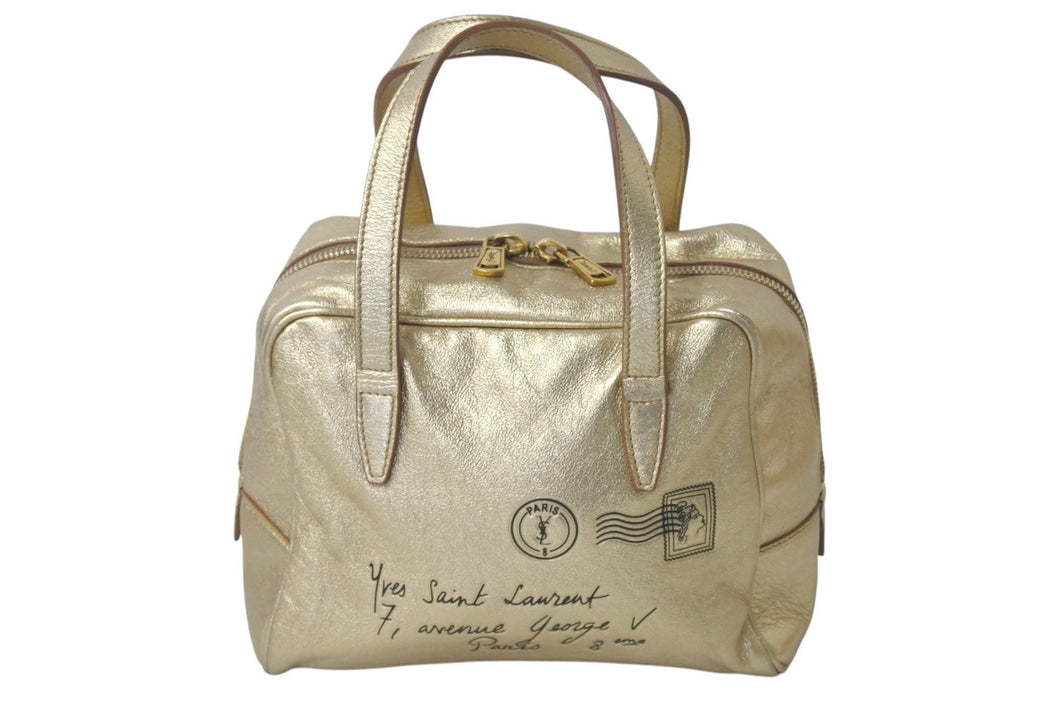 Yves SaintLaurent イブサンローラン yメール ハンドバッグ 197459 002404 レザー ゴールド ブラック ゴールド金具 美品 中古 4c075699
