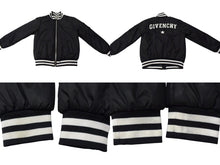 画像をギャラリービューアに読み込む, GIVENCHY ジバンシー キッズ 子供服 ジャケット ブルゾン H16034 ナイロン ブラック ホワイト シルバー金具 サイズ8 美品 中古 4c075748