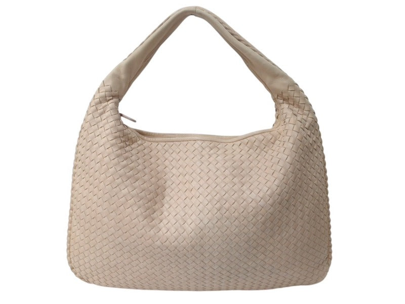 BOTTEGA VENETA ボッテガヴェネタ イントレチャート ワンショルダーバッグ ホーボーバッグ ラージ ピンクベージュ 美品 中古 4c075857