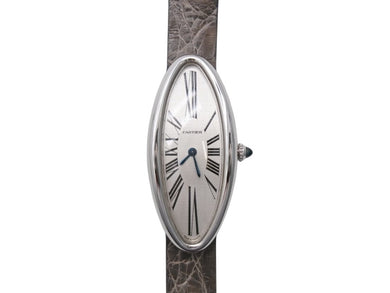 極美品 Cartier カルティエ ベニュワールアロンジェ W1532336 腕時計 K18 ホワイトゴールド レザー 中古 4c075898
