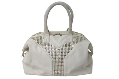 Yves saint Laurent イヴ サンローラン イージーロック スタッズ ハンドバッグ トートバッグ ホワイト シルバー金具 美品 中古 4c076039