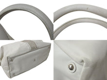 画像をギャラリービューアに読み込む, Yves saint Laurent イヴ サンローラン イージーロック スタッズ ハンドバッグ トートバッグ ホワイト シルバー金具 美品 中古 4c076039