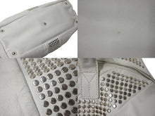 画像をギャラリービューアに読み込む, Yves saint Laurent イヴ サンローラン イージーロック スタッズ ハンドバッグ トートバッグ ホワイト シルバー金具 美品 中古 4c076039