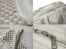 画像をギャラリービューアに読み込む, Yves saint Laurent イヴ サンローラン イージーロック スタッズ ハンドバッグ トートバッグ ホワイト シルバー金具 美品 中古 4c076039