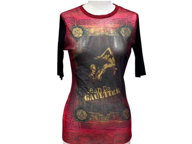JEAN PAUL GAULTIER ジャンポールゴルチエ パワーネット 半袖Ｔシャツ レッド ナイロン サイズ 40 中古 4c076041