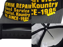 画像をギャラリービューアに読み込む, 新品未使用 KAPITAL キャピタル キャップ DENIM REPAIR SERVICEpt トラックCAP ポリエステル ナイロン 黒 黄色 中古 4c076043