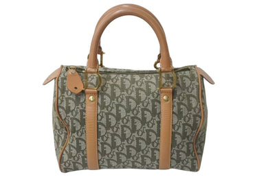 Christian Dior クリスチャンディオール ミニボストンバッグ トロッター柄 カーキ系 キャンバス レザー PZ0601 美品 中古 4c076049