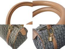 画像をギャラリービューアに読み込む, Christian Dior クリスチャンディオール ミニボストンバッグ トロッター柄 カーキ系 キャンバス レザー PZ0601 美品 中古 4c076049