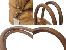 画像をギャラリービューアに読み込む, YVES SAINT LAURENT イヴサンローラン イージー ボストンバッグ ムートン ブラウン 208314・213317 良品 中古 4c076054