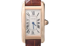 Load image into Gallery viewer, 極美品 CARTIER カルティエ クオーツ 時計 タンク アメリカン W2607456 QZ PG 革ベルト ピンクゴールド シルバー文字盤 ブラック 中古 4c076066