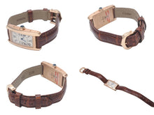 Load image into Gallery viewer, 極美品 CARTIER カルティエ クオーツ 時計 タンク アメリカン W2607456 QZ PG 革ベルト ピンクゴールド シルバー文字盤 ブラック 中古 4c076066