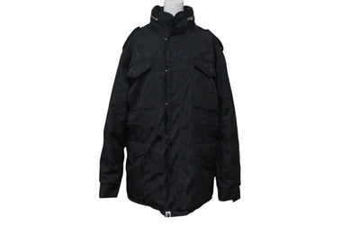 極美品 A BATHING APE アベイシングエイプ ダウンジャケット GORE-TEX カモ柄 ブラック ポリエステル サイズXL 中古 4c076121