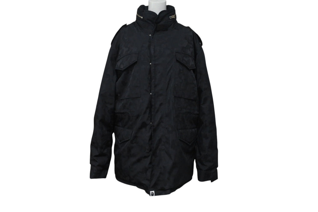 極美品 A BATHING APE アベイシングエイプ ダウンジャケット GORE-TEX カモ柄 ブラック ポリエステル サイズXL 中古 4c076121