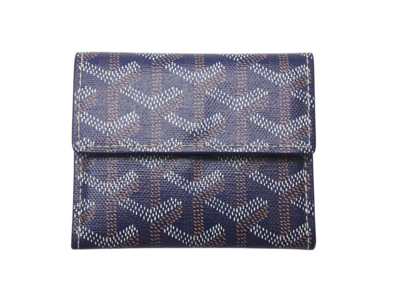 GOYARD ゴヤール マリニー ウォレット 二つ折り財布 MARIGNPMLTY12CL12P ネイビー レザー PVC 美品 中古 4c076204