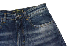 画像をギャラリービューアに読み込む, DOLCE&amp;GABBANA ドルチェ&amp;ガッバーナ デニム ダメージ加工 フレアパンツ スパンコール ブルー ゴールド サイズ38 美品 中古 4c076239