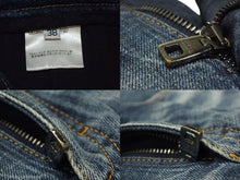 画像をギャラリービューアに読み込む, DOLCE&amp;GABBANA ドルチェ&amp;ガッバーナ デニム ダメージ加工 フレアパンツ スパンコール ブルー ゴールド サイズ38 美品 中古 4c076239