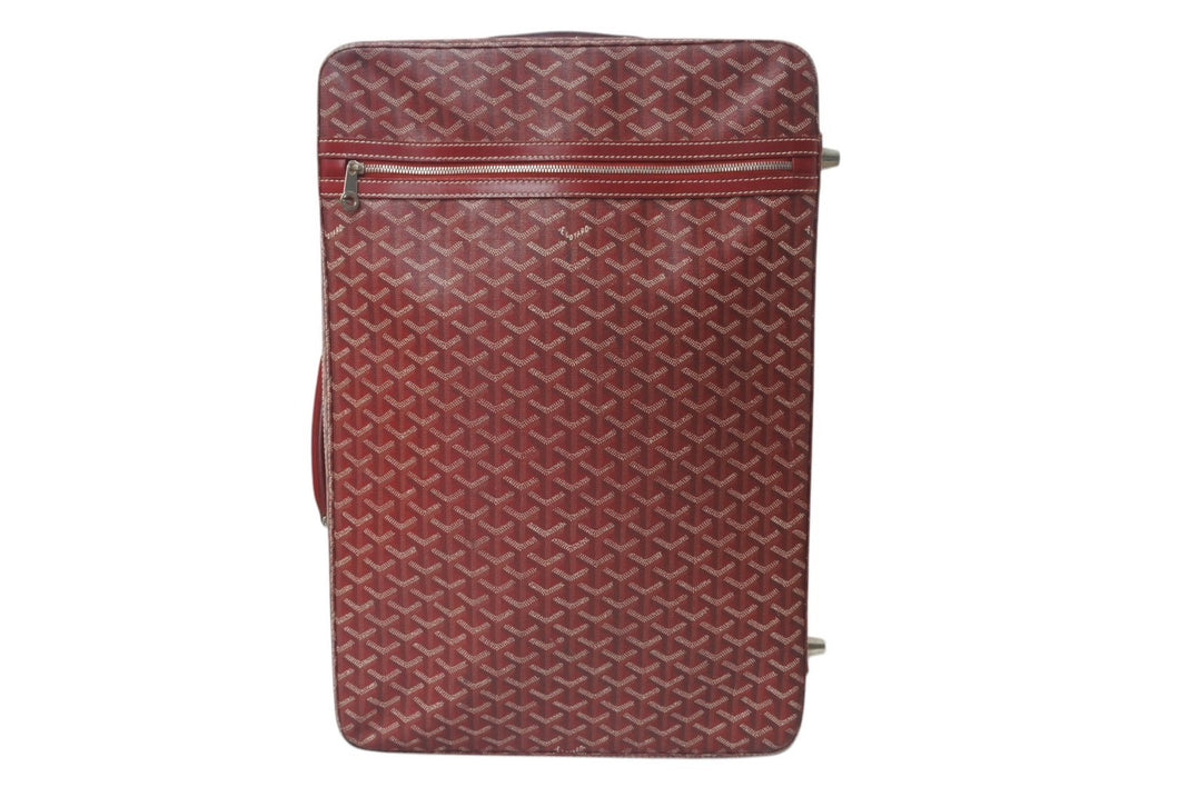 GOYARD ゴヤール トロリーPM キャリーバッグ キャリーケース スーツケース PVC レザー レッド シルバー金具 良品 中古 4c076266