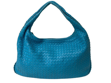 BOTTEGA VENETA ボッテガヴェネタ ホーボー イントレチャート ワンショルダーバッグ ライトブルー レザー 美品 中古 4c076572