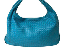 画像をギャラリービューアに読み込む, BOTTEGA VENETA ボッテガヴェネタ ホーボー イントレチャート ワンショルダーバッグ ライトブルー レザー 美品 中古 4c076572