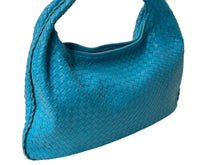 画像をギャラリービューアに読み込む, BOTTEGA VENETA ボッテガヴェネタ ホーボー イントレチャート ワンショルダーバッグ ライトブルー レザー 美品 中古 4c076572