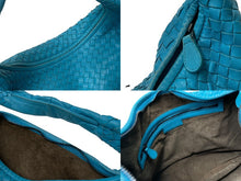 画像をギャラリービューアに読み込む, BOTTEGA VENETA ボッテガヴェネタ ホーボー イントレチャート ワンショルダーバッグ ライトブルー レザー 美品 中古 4c076572