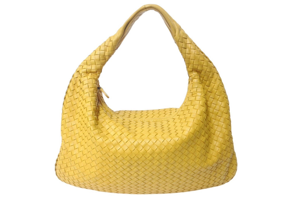 BOTTEGA VENETA ボッテガヴェネタ ホーボー イントレチャート ワンショルダーバッグ イエロー レザー 美品 中古 4c076587
