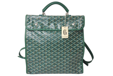 新品同様 GOYARD ゴヤール サンレジェ バックパック ゴヤールディンキャンバス グリーンシルバー金具 STLEGEMMLTY33CG33P SUT120190 中古 4c076715
