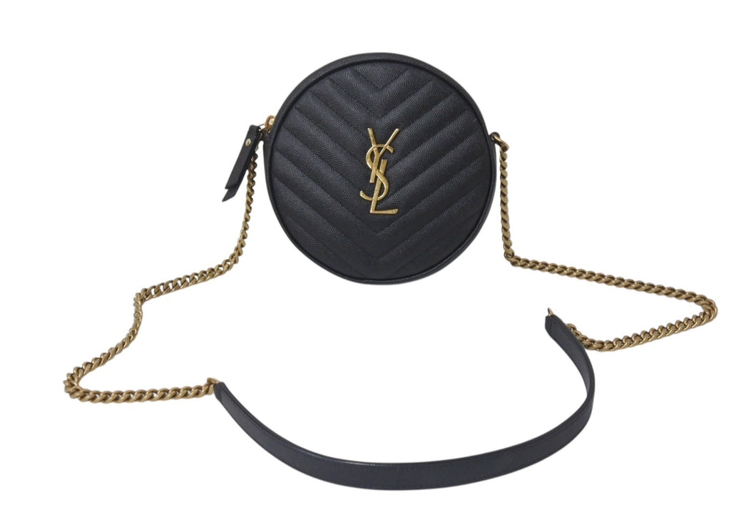 SAINT LAURENT サンローラン ヴィニル チェーンショルダーバッグ レザー ブラック 610436 美品 中古 4c076731