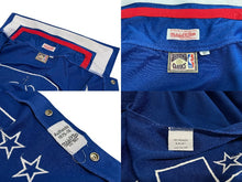 画像をギャラリービューアに読み込む, mitchell&amp;ness ミッチェルアンドネス 76ers 半袖シャツ シクサーズ スター 星 ブルー ポリエステル サイズ52 美品 中古 4c069664