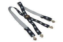 画像をギャラリービューアに読み込む, VERSACE ヴェルサーチ サスペンダー ズボン吊り メデューサ ヴィンテージ ゴム ブラック ホワイト シルバー金具 美品 中古 4c070415