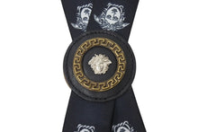 画像をギャラリービューアに読み込む, VERSACE ヴェルサーチ サスペンダー ズボン吊り メデューサ ヴィンテージ ゴム ブラック ホワイト シルバー金具 美品 中古 4c070415