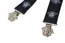 画像をギャラリービューアに読み込む, VERSACE ヴェルサーチ サスペンダー ズボン吊り メデューサ ヴィンテージ ゴム ブラック ホワイト シルバー金具 美品 中古 4c070415