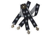 画像をギャラリービューアに読み込む, VERSACE ヴェルサーチ サスペンダー ズボン吊り メデューサ ヴィンテージ ゴム ブラック ホワイト シルバー金具 美品 中古 4c070415