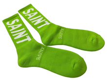 画像をギャラリービューアに読み込む, 新品未使用 SAINT MICHAEL セントマイケル 靴下 ソックス ロゴ刺繍 グリーン ホワイト コットン サイズL SM-YS1-0000-C16 中古 4c071150