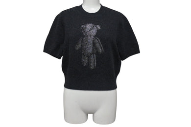 極美品 Alexander Wang アレキサンダーワン beiress クリスタル ショートスリーブセーター グレー サイズS 中古 4c075521