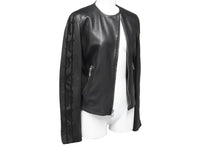画像をギャラリービューアに読み込む, GIANNI VERSACE ジャンヌヴェルサーチ シングル ライダースジャケット ラムスキン ブラック サイズ38 美品 中古 50041