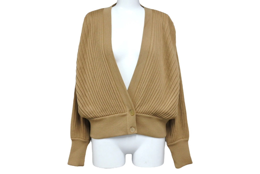 LOEWE ロエベ ストライプ ニットセーター カーディガン 22AW イタリア製 ウール ブラウン サイズS 美品 中古 50949