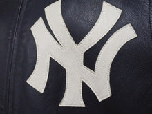 画像をギャラリービューアに読み込む, Supreme x Yankees シュプリームヤンキース ベースボールジャケット RN101837 ラムスキン ポリエステル ネイビー 美品 中古 4b005210