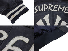 画像をギャラリービューアに読み込む, Supreme x Yankees シュプリームヤンキース ベースボールジャケット RN101837 ラムスキン ポリエステル ネイビー 美品 中古 4b005210