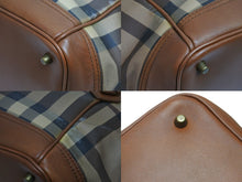 画像をギャラリービューアに読み込む, BURBERRY バーバリー チェック柄 レザー トートバッグ ベージュ ブラウン 肩掛け ハンドバッグ 鞄 良品 中古 52585