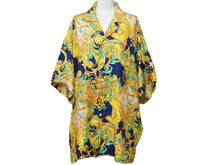 画像をギャラリービューアに読み込む, VERSACE ヴェルサーチ V2 by versace 半袖シャツ バロッコ シルク シャツ 総柄 イエロー シルク サイズL 美品 中古 52665