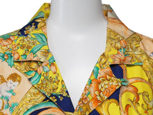 画像をギャラリービューアに読み込む, VERSACE ヴェルサーチ V2 by versace 半袖シャツ バロッコ シルク シャツ 総柄 イエロー シルク サイズL 美品 中古 52665