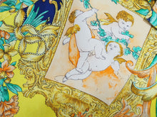 画像をギャラリービューアに読み込む, VERSACE ヴェルサーチ V2 by versace 半袖シャツ バロッコ シルク シャツ 総柄 イエロー シルク サイズL 美品 中古 52665