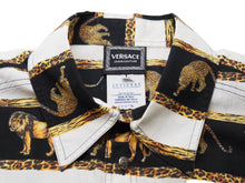 画像をギャラリービューアに読み込む, VERSACE ヴェルサーチ 長袖Ｔシャツ versace jeans couture 虎 獅子 豹 総柄 ホワイト ブラック コットン サイズL 美品 中古 52666