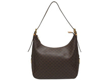 Load image into Gallery viewer, CELINE セリーヌ マカダム柄 ホーボー ワンショルダーバッグ PVC レザー ブラウン ロゴ 総柄 ゴールド金具 美品 中古 4b005290