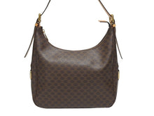 Load image into Gallery viewer, CELINE セリーヌ マカダム柄 ホーボー ワンショルダーバッグ PVC レザー ブラウン ロゴ 総柄 ゴールド金具 美品 中古 4b005290