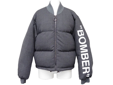 OFF-WHITE オフホワイト 18AW BOMBER ダウンジャケット グレー 花柄 プリント OWEH001E18A68053 サイズ38 美品 中古 54199